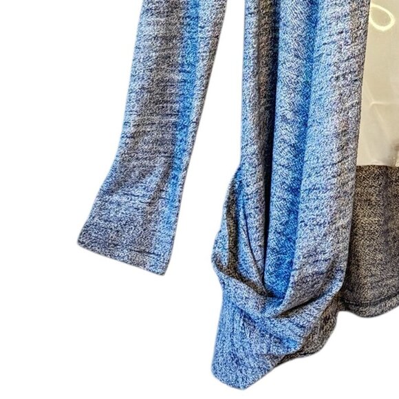 UGG Long Open Cardigan Shawl Collar Slouchy Pockets Navy Heather Lagenlook Small - Picture 3 of 8